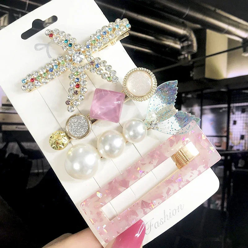 3/4pcs Set Pearl Hair Clip - Piña Colada