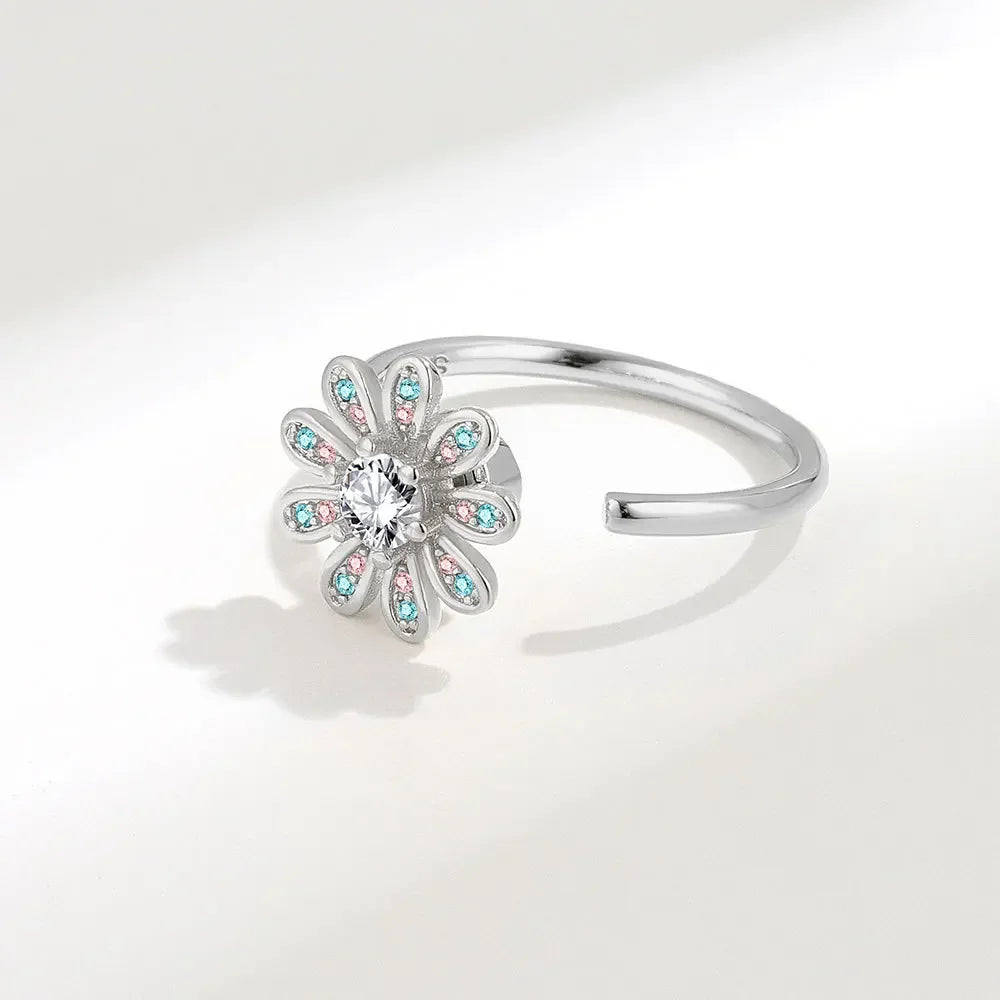 Spinner Ring Crystal Flower - Piña Colada