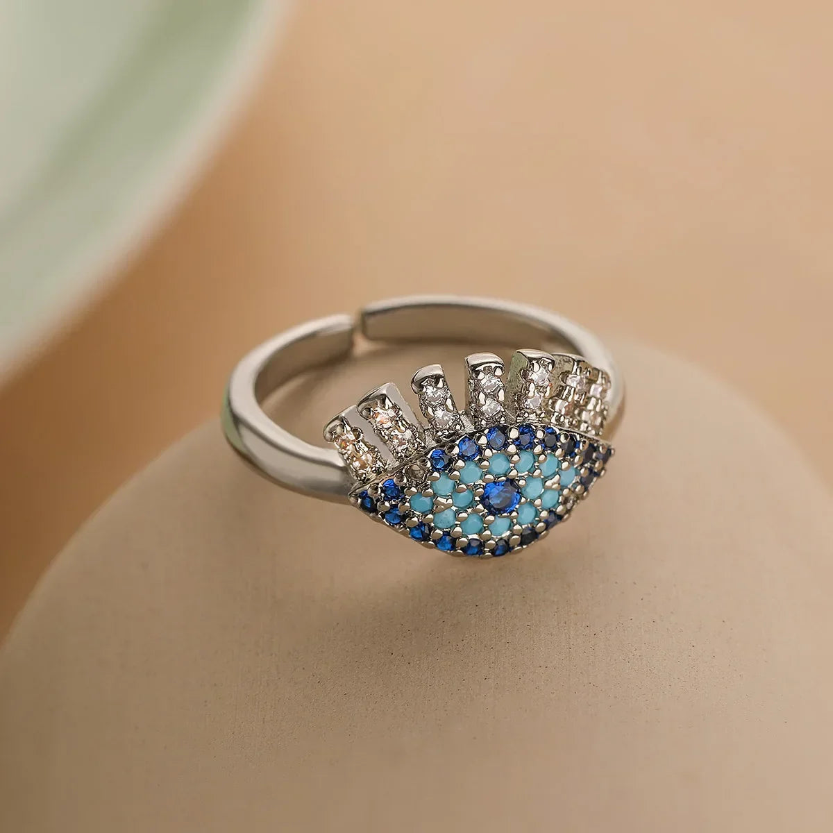 Hollowed out Evil Eye Ring - Piña Colada