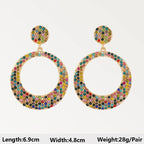 Boho Multicolor Beaded Crystal Dangle Earrings - Piña Colada