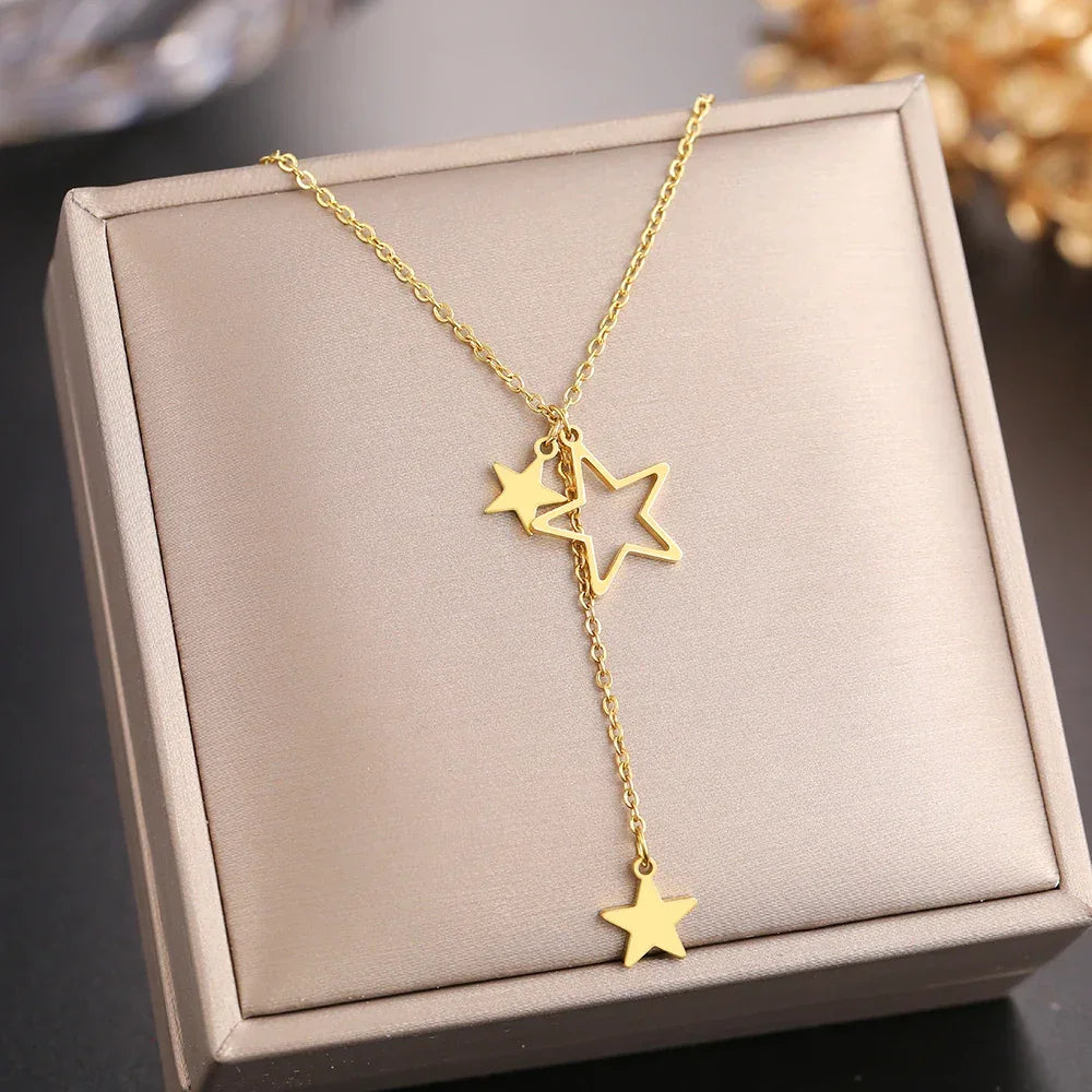 Stainless Steel Stars Necklace - Piña Colada