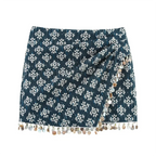 Tassel Geometric Print Skirt - Piña Colada
