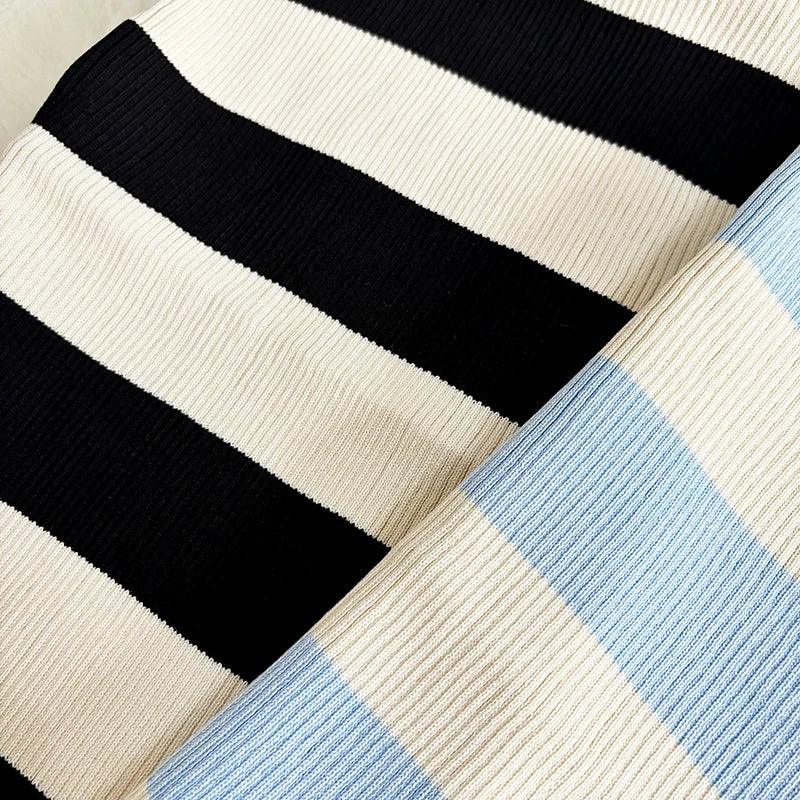 Stripe Summer Elastic Split Bodycon Dress - Piña Colada
