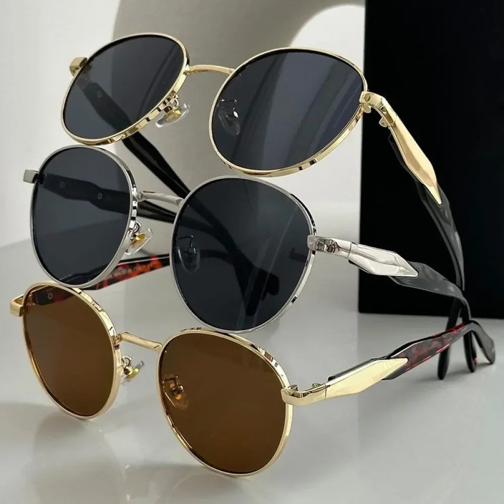 Vintage Round Metal Sunglasses - Piña Colada