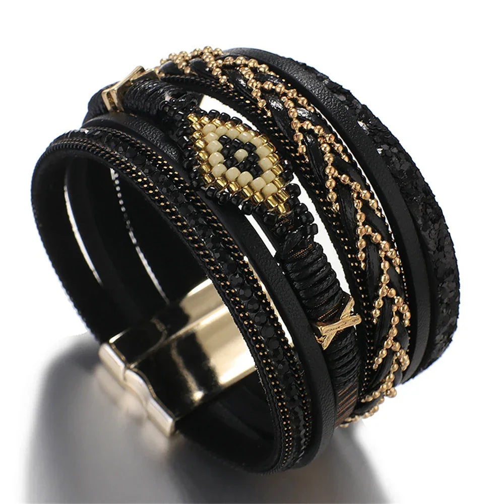 Handwoven Leather Bracelet - Piña Colada