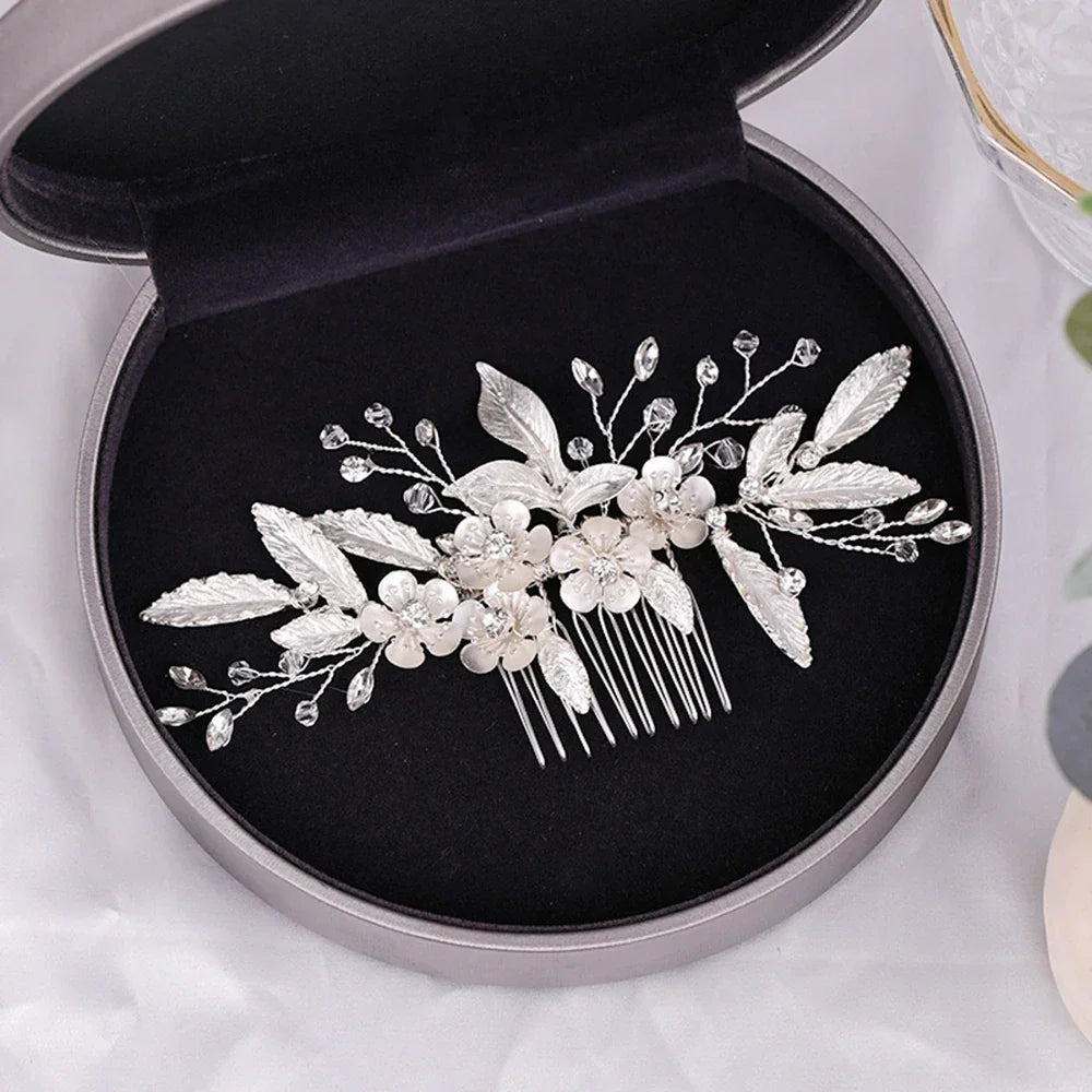 Crystal Pearl Hair Comb Clip - Piña Colada