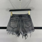 High Waist Polka Dot Denim Shorts - Piña Colada