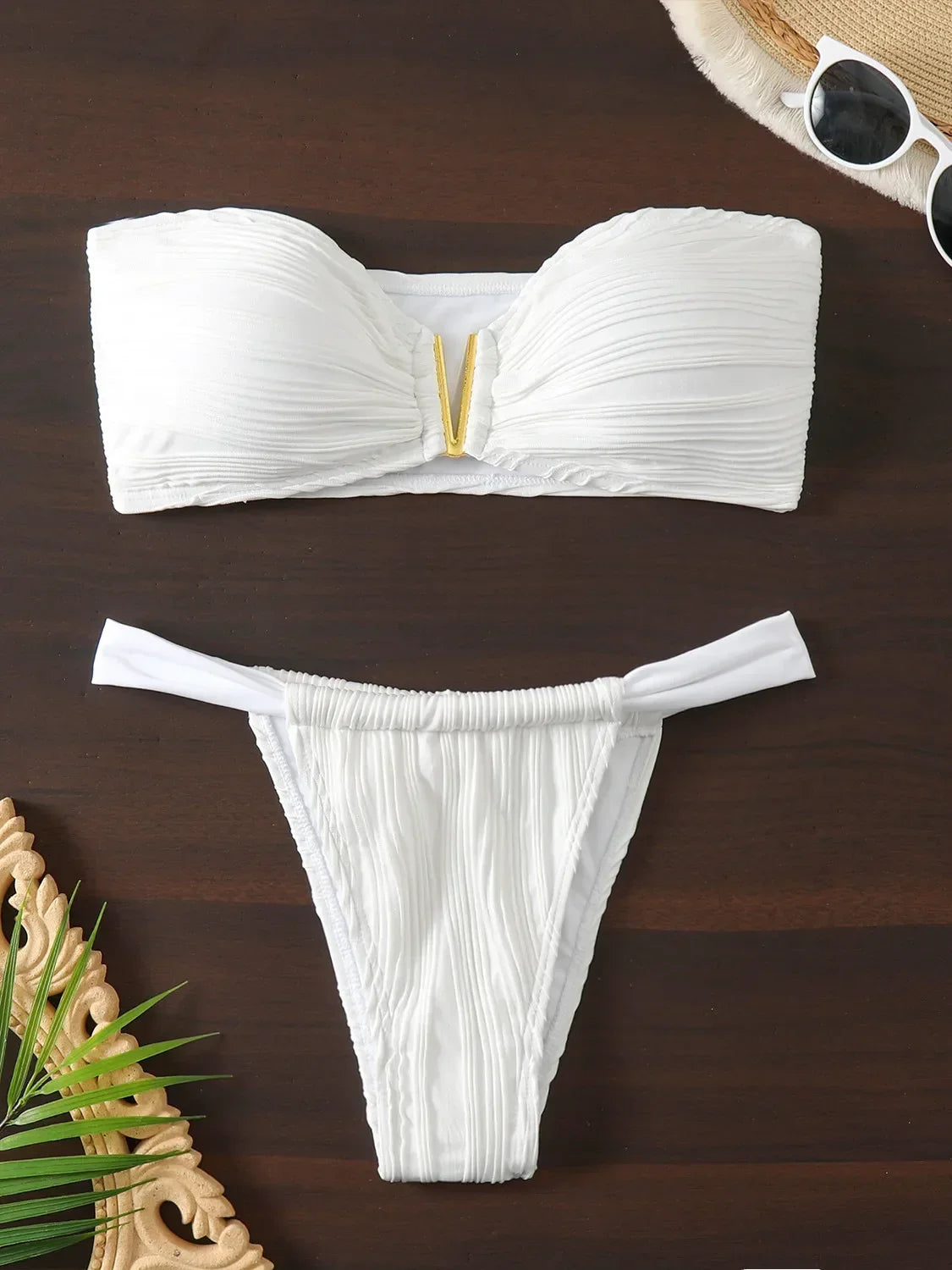 Metal V Neck Push Up Thong - Piña Colada