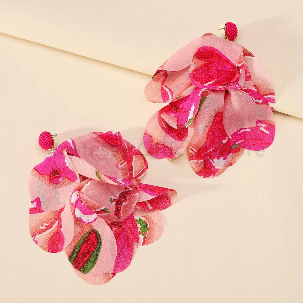 Boho Multicolor Cotton Flower Earrings - Piña Colada
