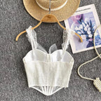 Tank Top Diamond Lace Mesh - Piña Colada