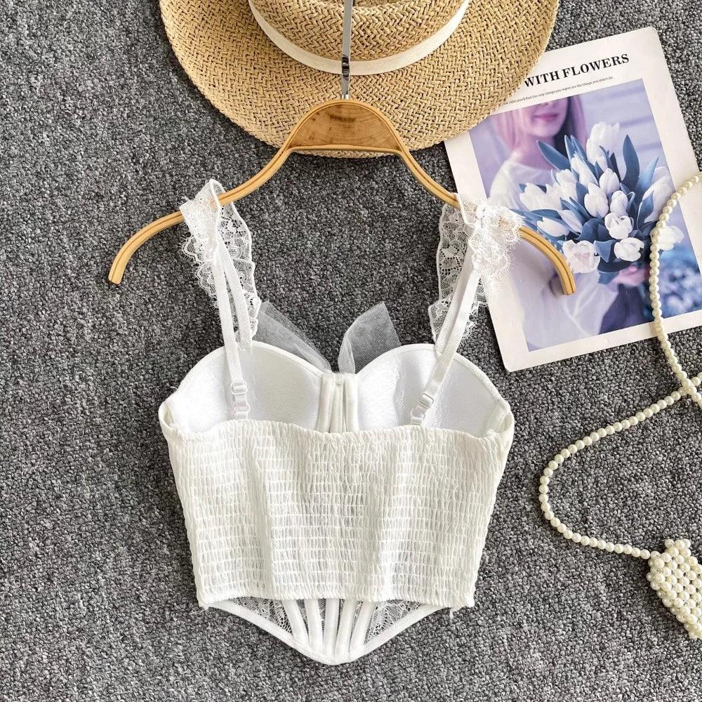 Tank Top Diamond Lace Mesh - Piña Colada