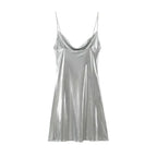 Mini Dress Women Metallic Draped - Piña Colada