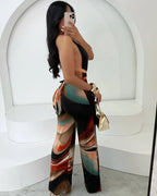 Tie-Dye Halter Jumpsuit - Piña Colada