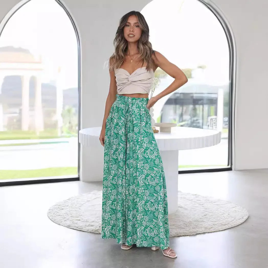 Loose Casual Wide Leg Pants - Piña Colada