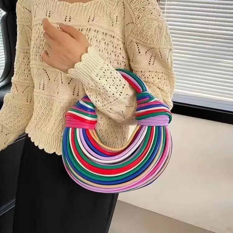 Gold Knotted Noodle Shoulder Bag – Luxury PU Hobo Clutch - Piña Colada