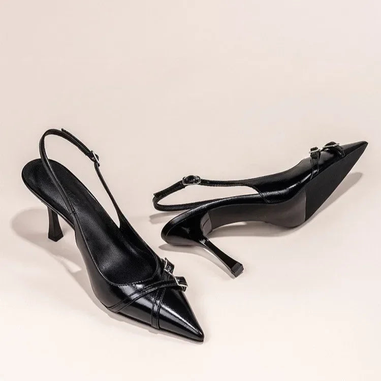 Pointed Toe High-heeled Shoes - Piña Colada