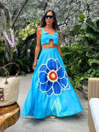 Draped Print V-Neck Maxi Dress – Beachwear Edition - Piña Colada