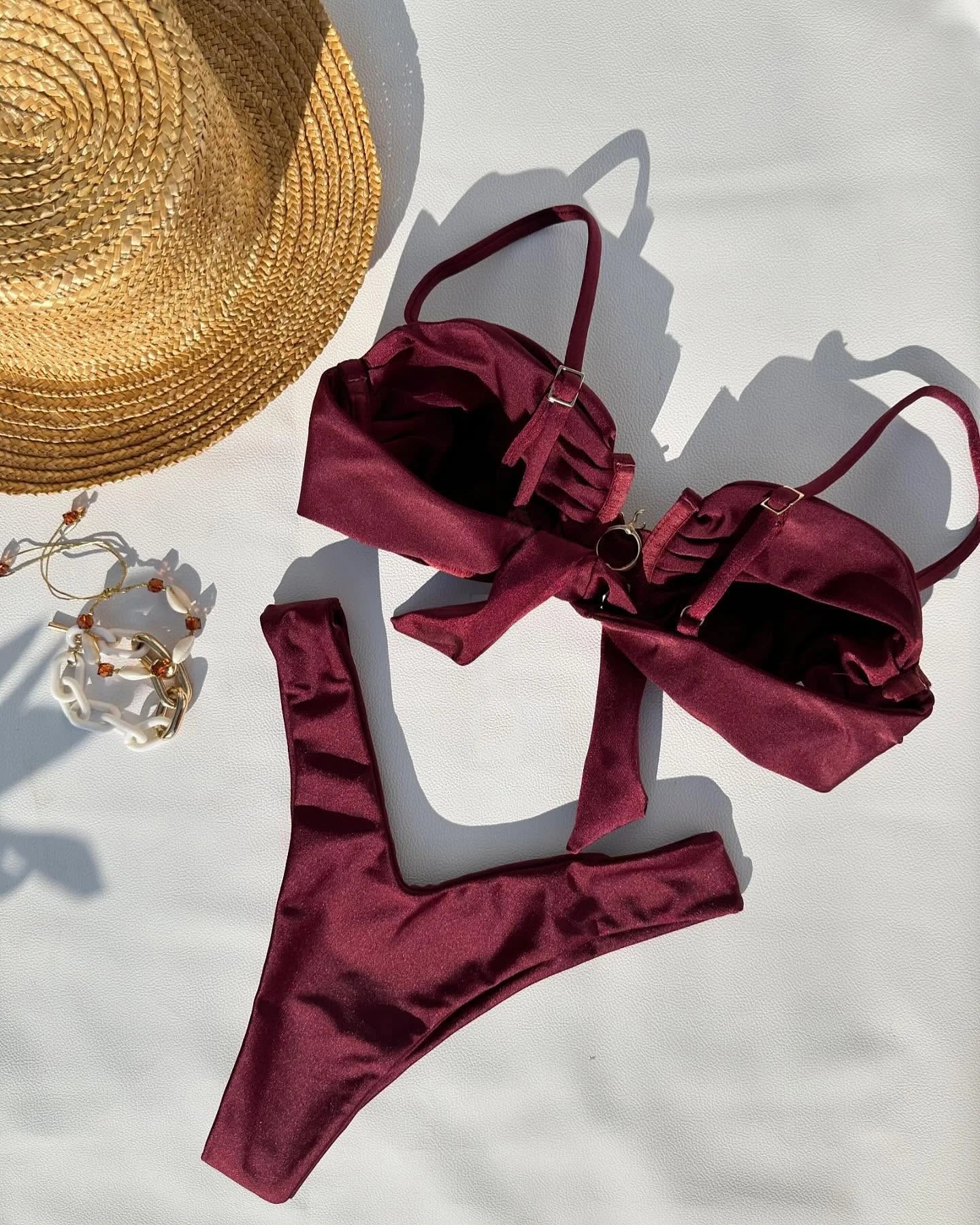 Color Block Ring Detail Bikini Set