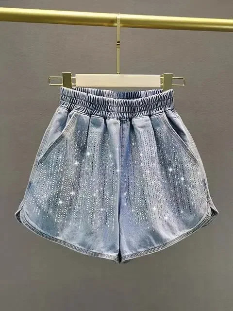 High Waist Loose Fit Denim Shorts - Piña Colada