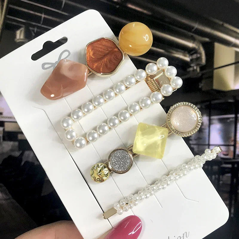 3/4pcs Set Pearl Hair Clip - Piña Colada