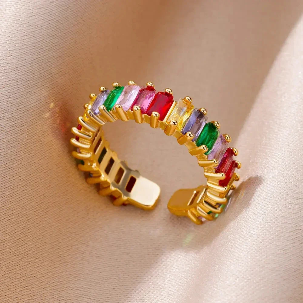 Colorful Cubic Zircon Ring - Piña Colada