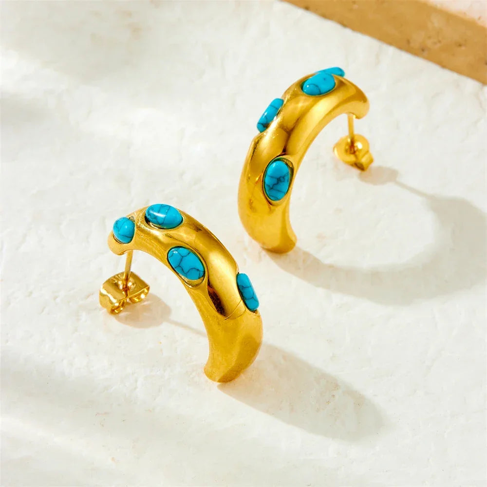 316L Stainless Steel Golden Turquoise Pendant - Piña Colada
