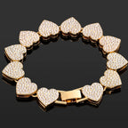 Iced Out Heart & Cuban Link Bracelet - Piña Colada