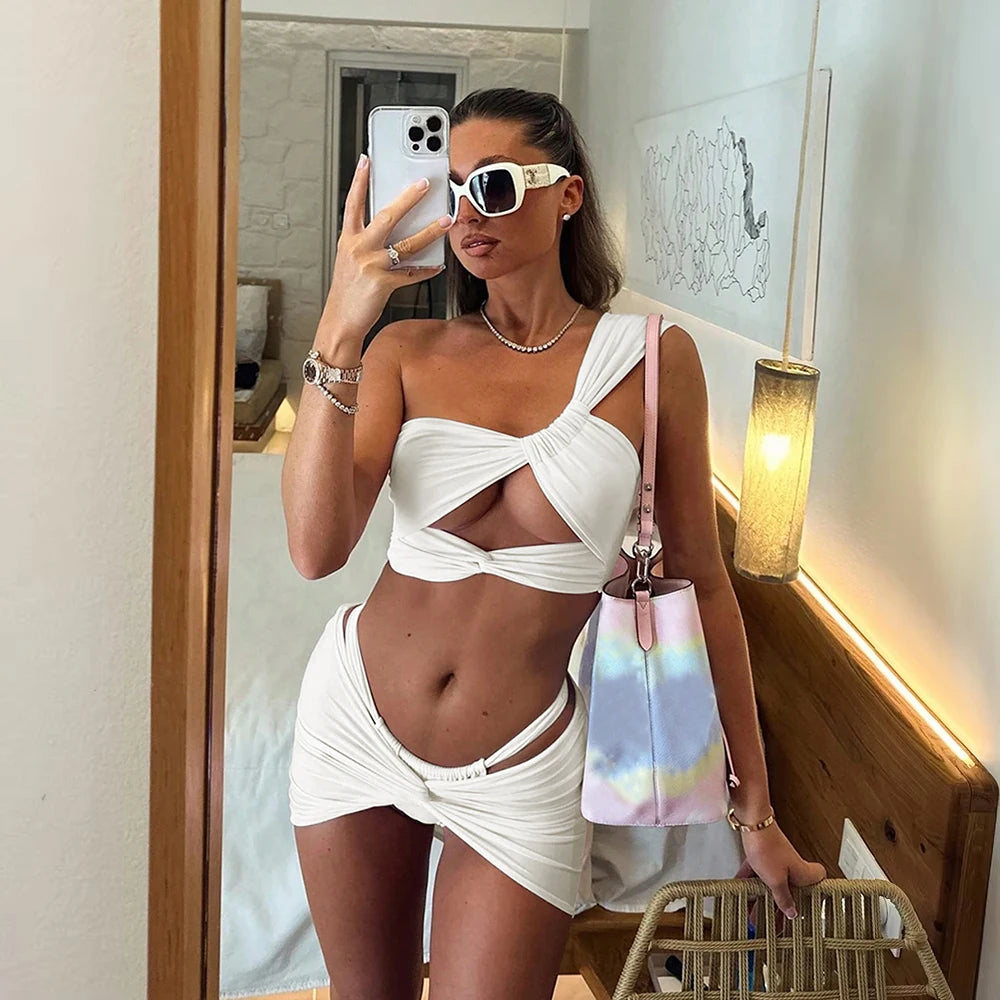 3 Pieces Sexy Bikini One Shoulder