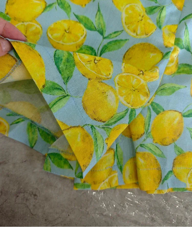 Yellow Lemon Print Casual Shorts - Piña Colada