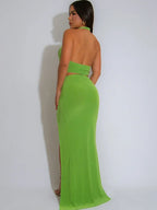 Elegant Hollow Out High Stretch Maxi Dress - Piña Colada