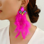 Feather Charm Earrings - Piña Colada