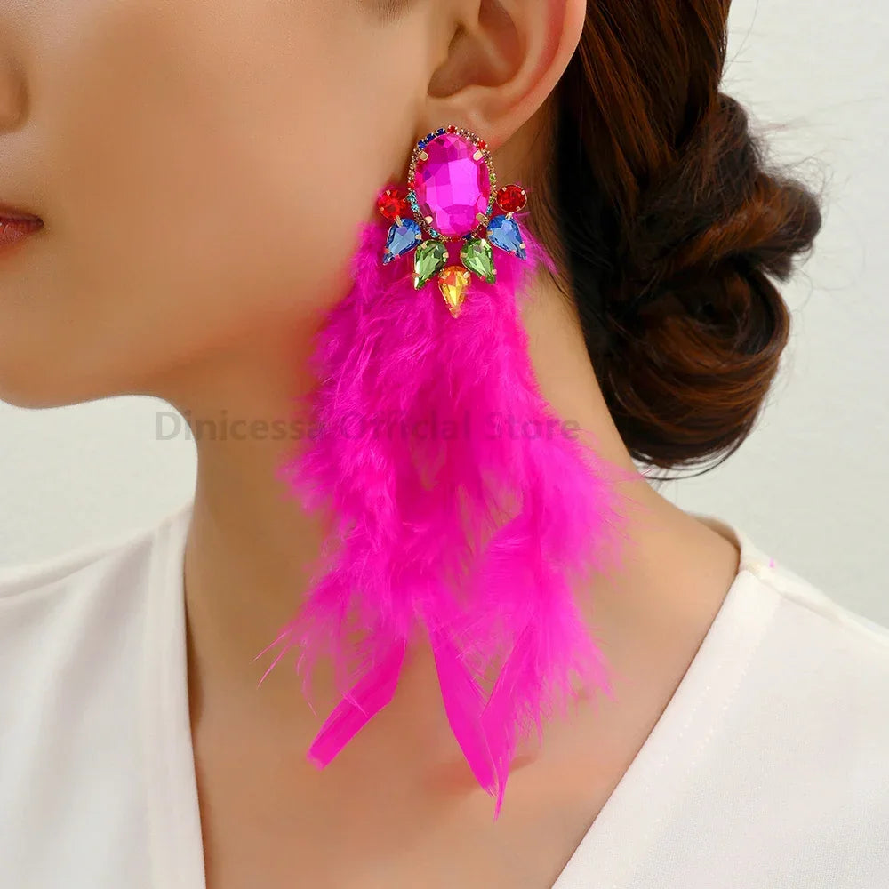 Feather Charm Earrings - Piña Colada