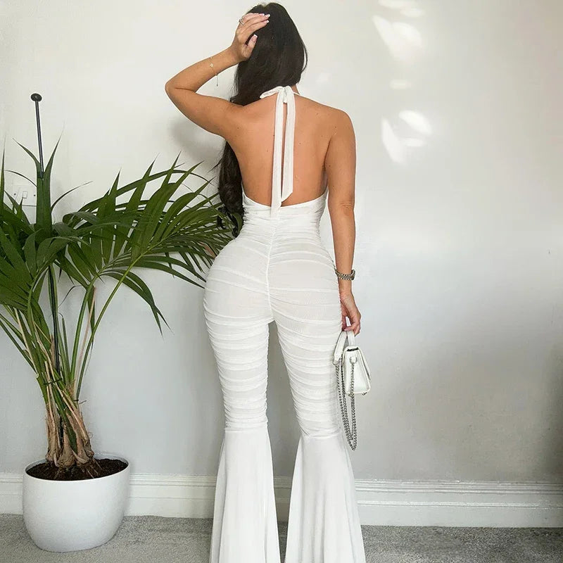 Backless Deep V-Neck Ruffled Straps - Piña Colada