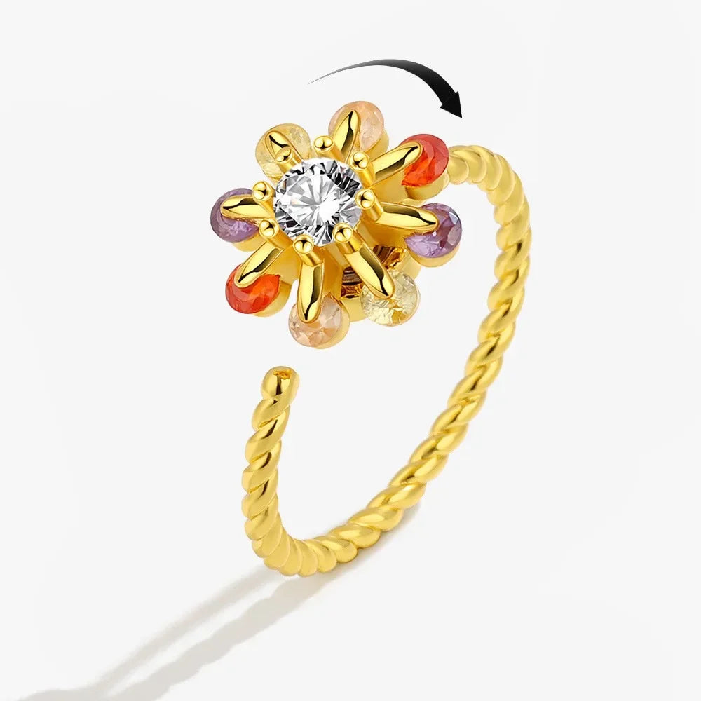Spinner Ring Crystal Flower - Piña Colada