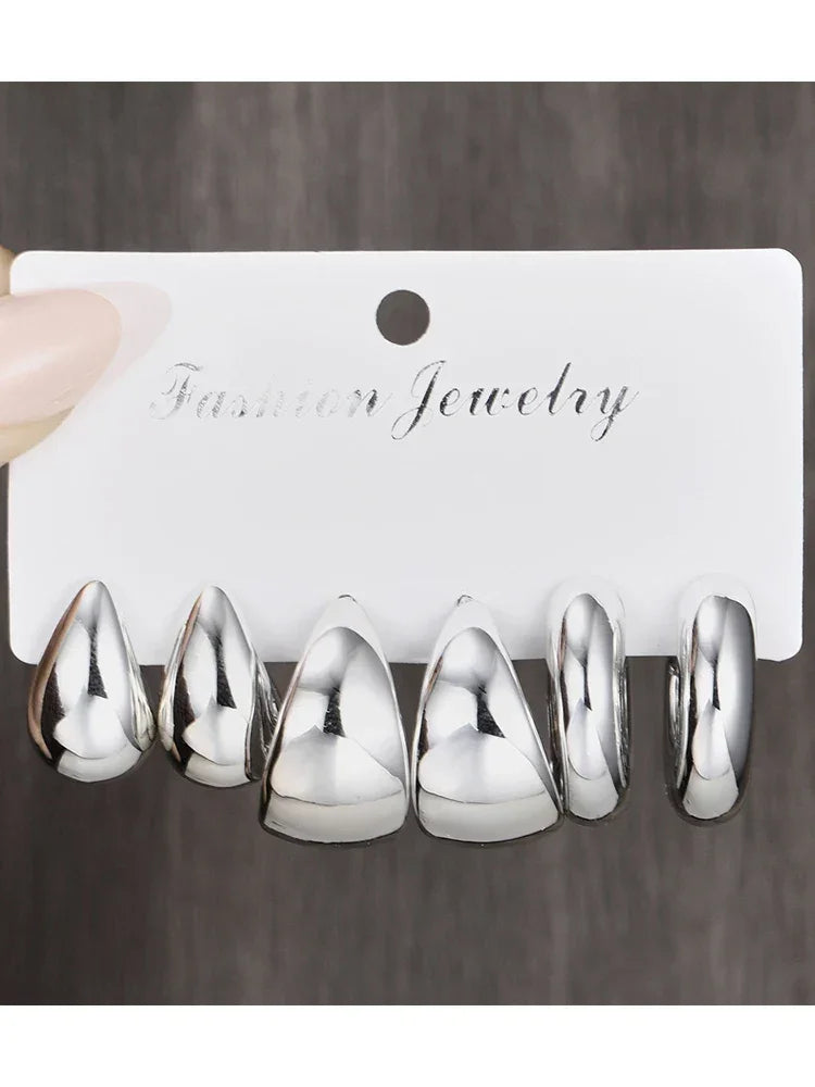 12pcs/Set Classic Twist C Shape Earrings - Piña Colada