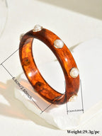 Resin Pearl Shell Wide Bangles - Piña Colada