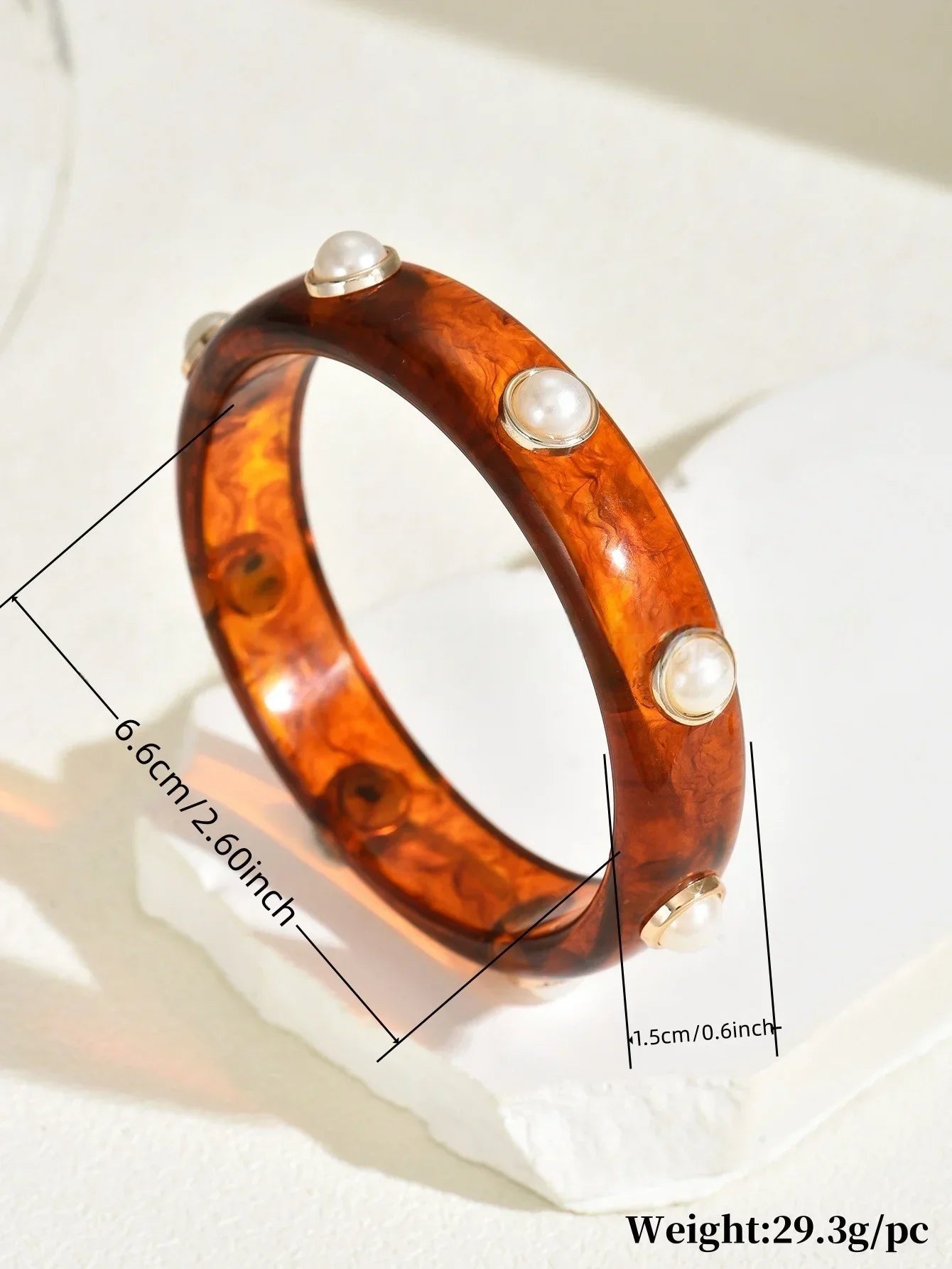 Resin Pearl Shell Wide Bangles - Piña Colada