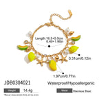Bracelet 18K Gold Plated Stainless Steel Strawberry - Piña Colada