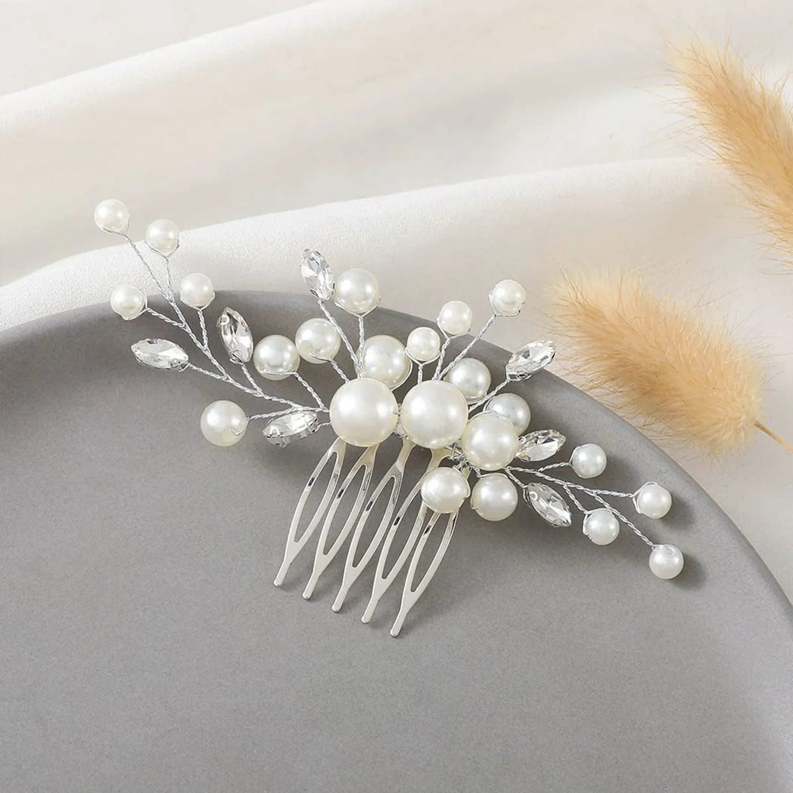 Crystal Pearl Hair Comb Clip - Piña Colada