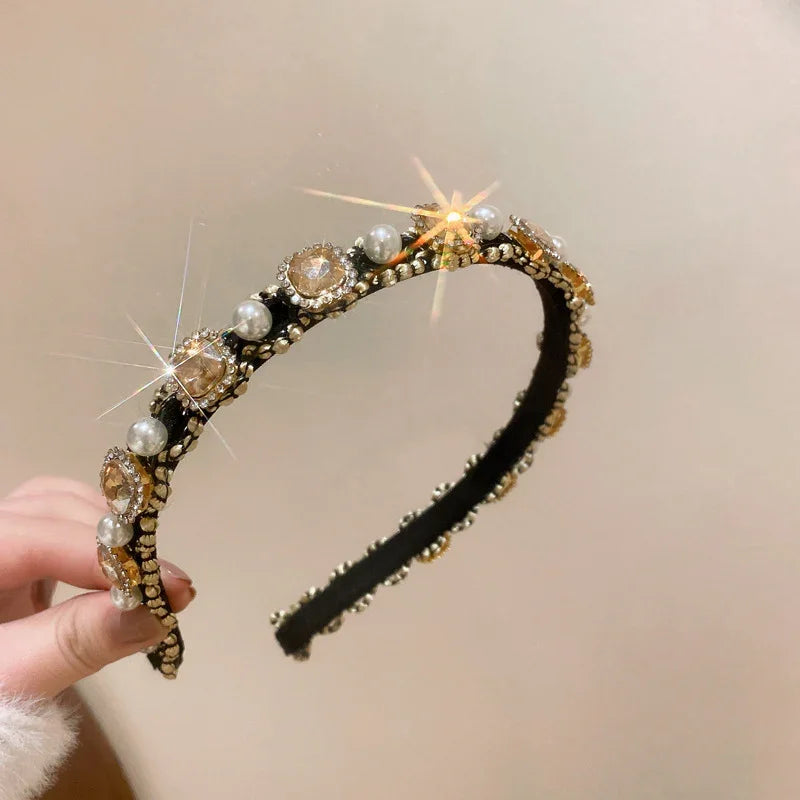 Pearl & Rhinestone Headband - Piña Colada