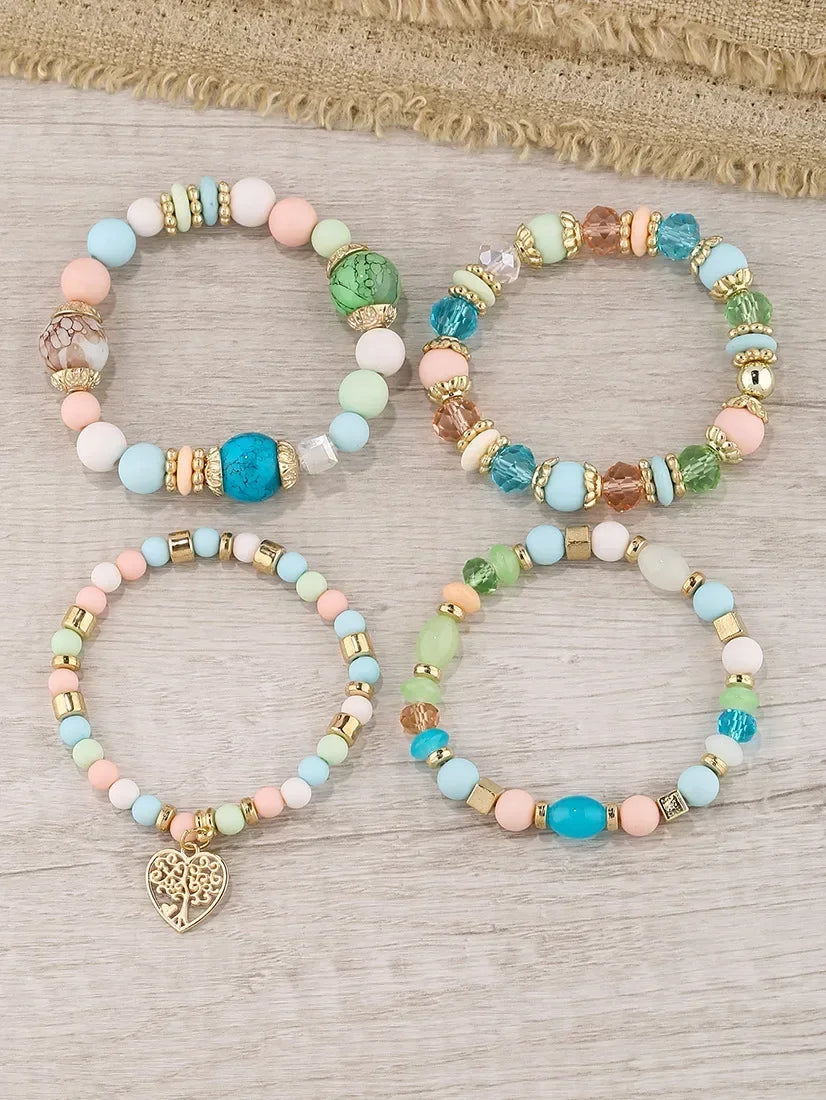 Boho Acrylic Beads Bracelet Set - Piña Colada