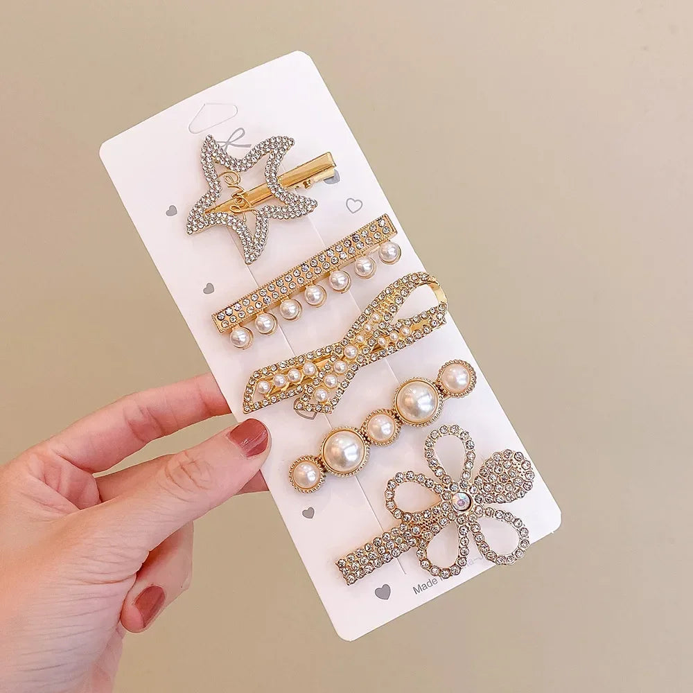 Set Metal Rhinestones Hair Clip - Piña Colada