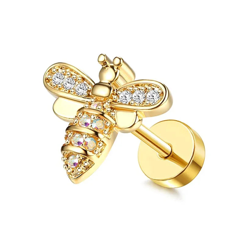 Moon-Shaped Screw-Back Stud Earring - Piña Colada