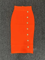 Elastic Bodycon Mid Bandage Skirt - Piña Colada