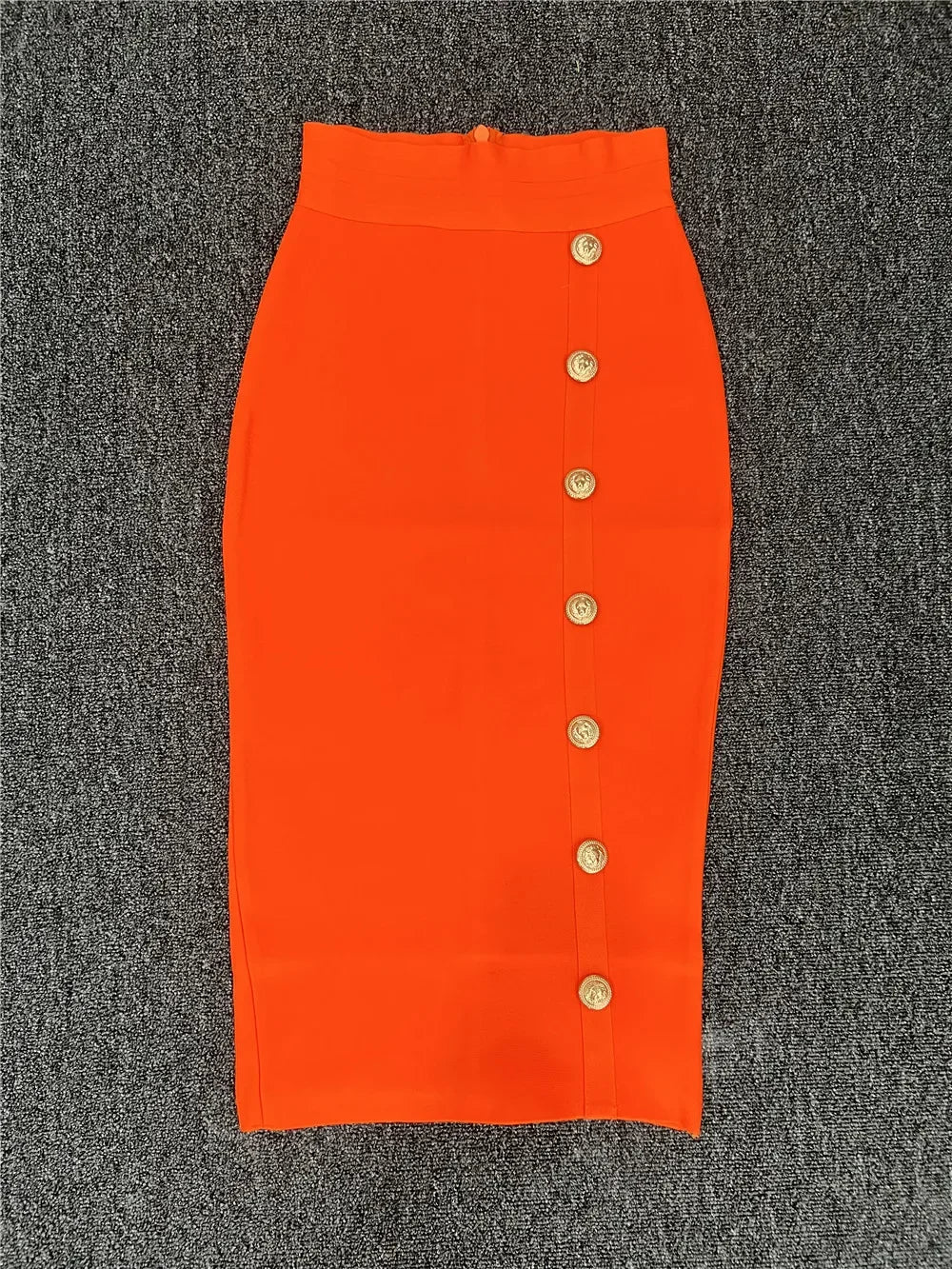 Elastic Bodycon Mid Bandage Skirt - Piña Colada