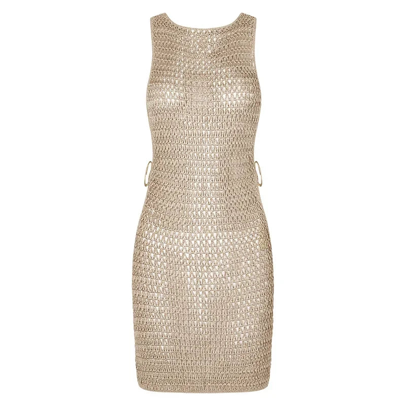 One Neck Cut Out Circle Beach Mini Dress - Piña Colada
