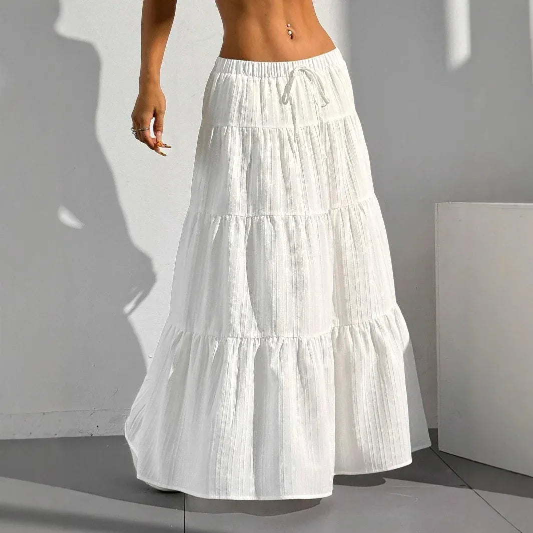 Midi Skirt with Tie Up - Piña Colada