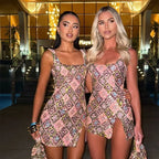 Sequin Square Neck Mini Dress - Piña Colada