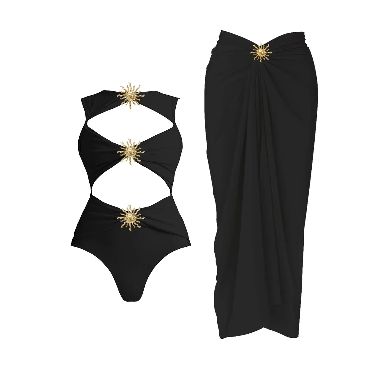 2Pcs One Shoulder Swimsuit - Piña Colada