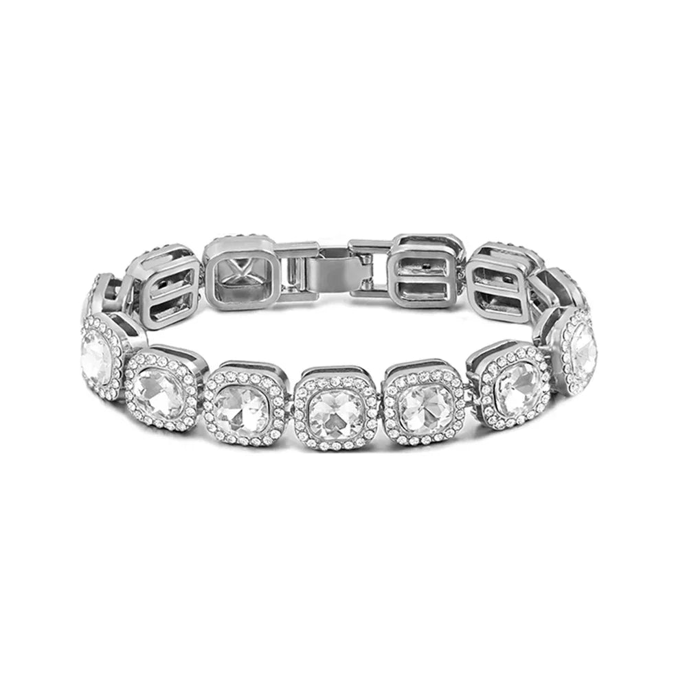 Iced Out Heart & Cuban Link Bracelet - Piña Colada